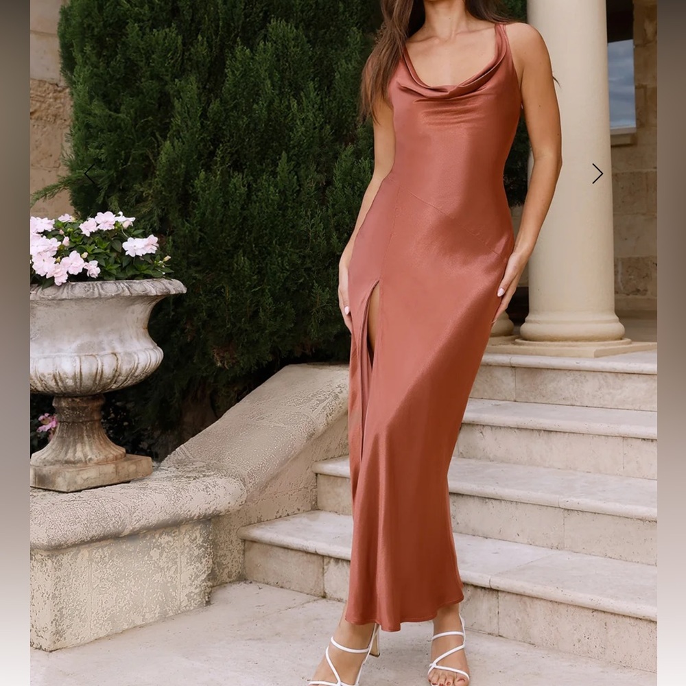 Hello Molly “The Loretta” Copper Satin Dress